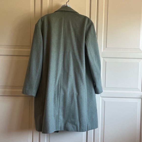 Club Monaco Relaxed Double-Breasted Wool Blend Coat Green Size L Oversize - Picture 10 of 13